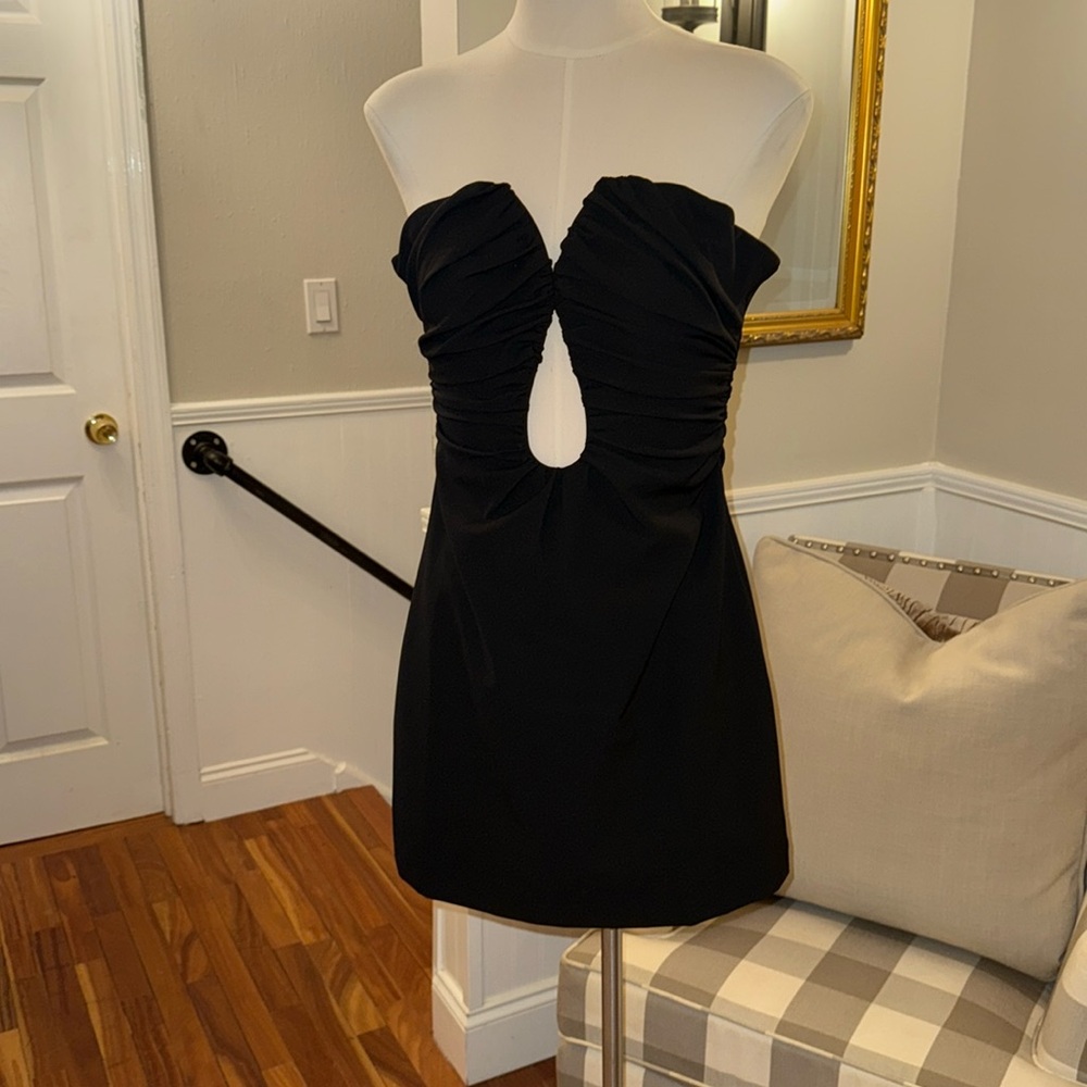 Misha Black Alyson Satin Mini Dress. Medium. NWT
